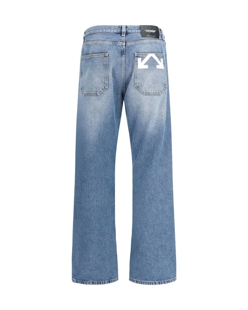 OFF-WHITE Men's Blue Cotton Relaxed Fit Jeans Clothing Blue