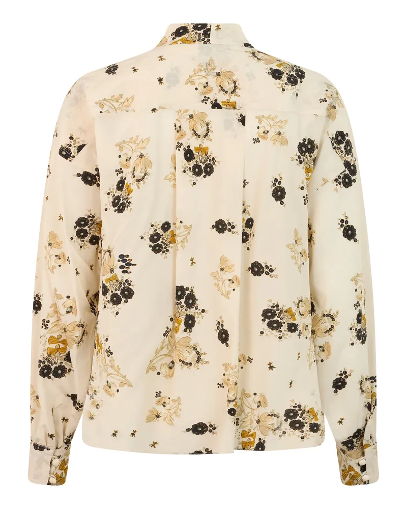 Isabel Marant Women's Long-Sleeve Shirt With Bow Ecru Silk Blouses Beige
