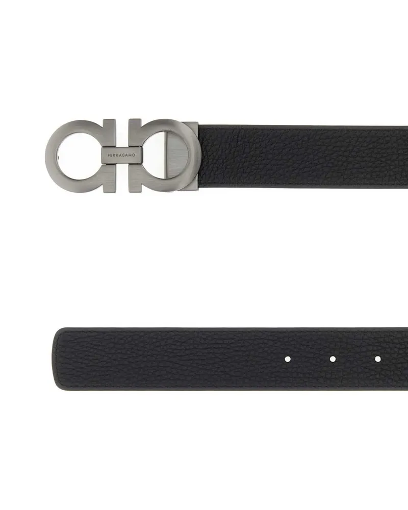 Ferragamo Men's Black Leather Reversible Belt Neromidnight Cinture Black