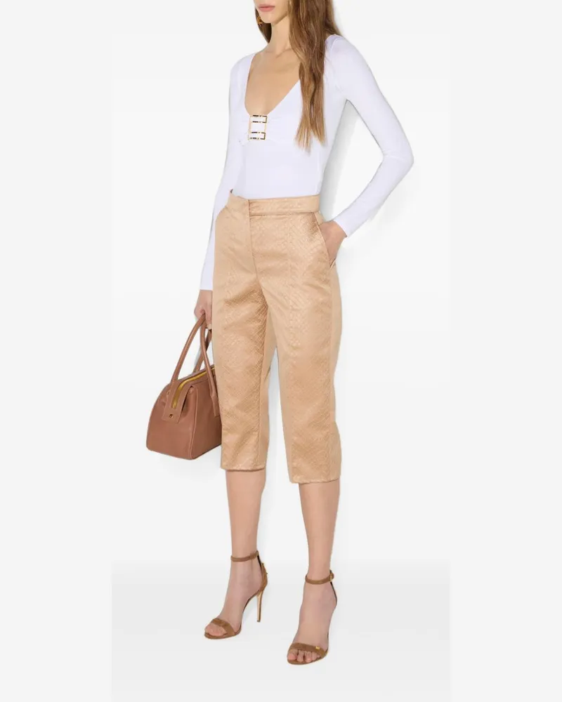 Elisabetta Franchi Gold-Plaque V-Neck Sweater — White White