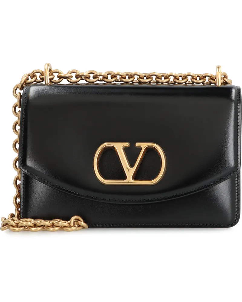 Valentino Garavani Women's Crossbody Bag Vain Black Leather Calf Shoulder Black