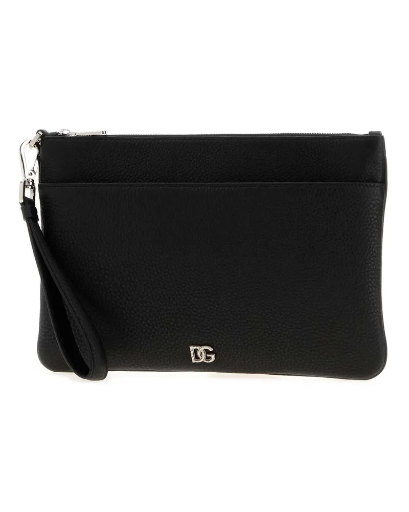 Dolce & Gabbana Men's Black Leather Clutch Nero Borse A Mano Black
