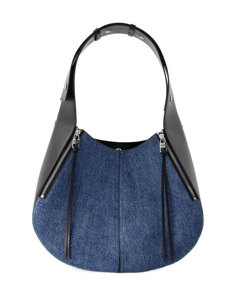 Alexander McQueen Women's The Skull Hobo Bag -  Denim Blue Canvas Shoulder-Hobo-Bags Blue