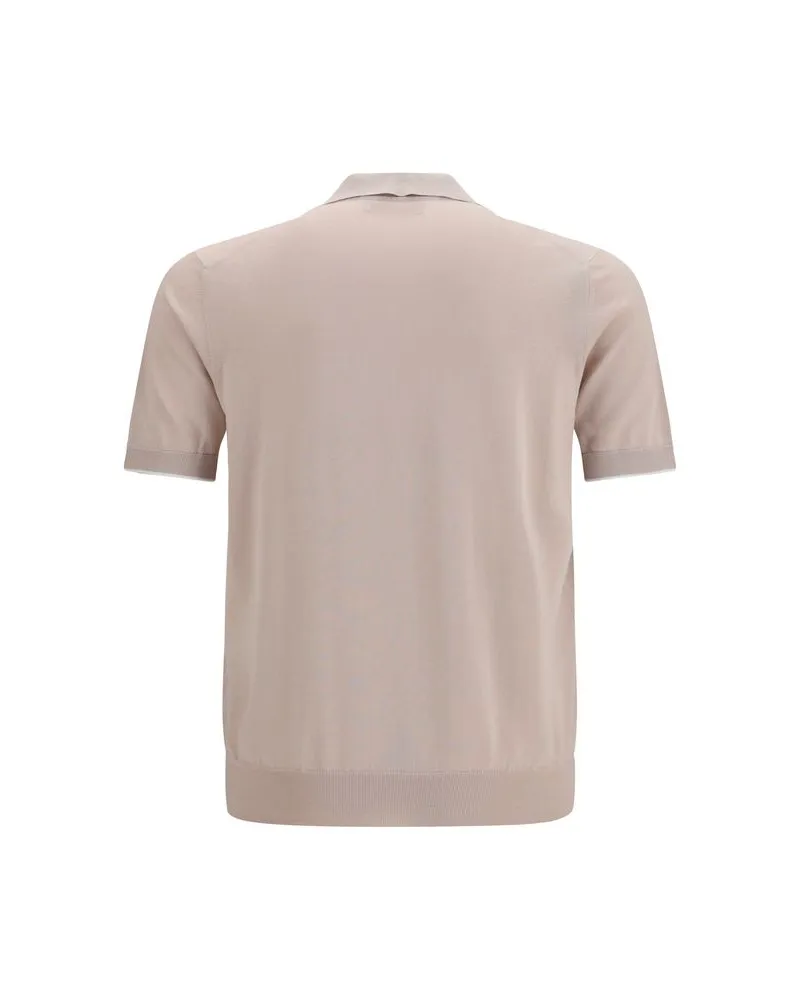Brunello Cucinelli Men's Beige Cotton Polo Shirt Beige