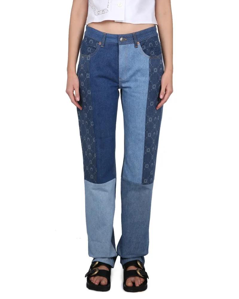 Marine Serre Button Closure Jeans — Blue Blue