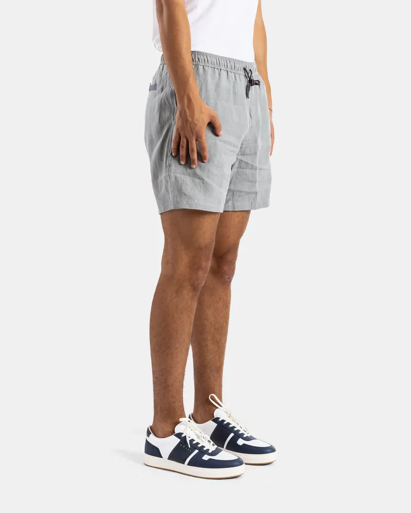SEASE Men Pearl Grey Linen Cod Shorts Green Gray