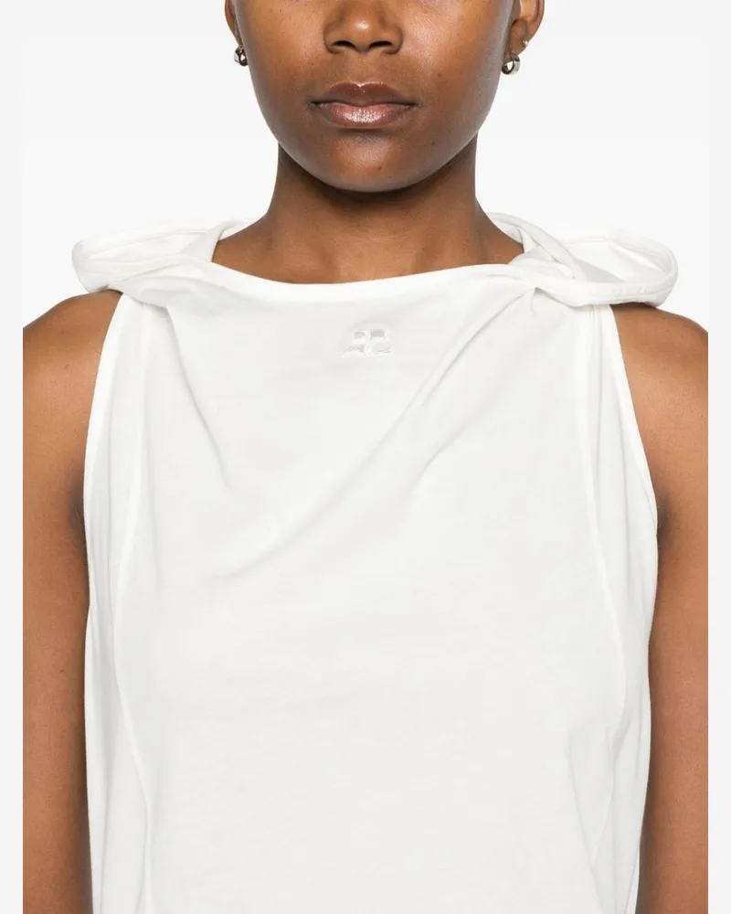Courrèges Hooded Cotton Tank Top — White White