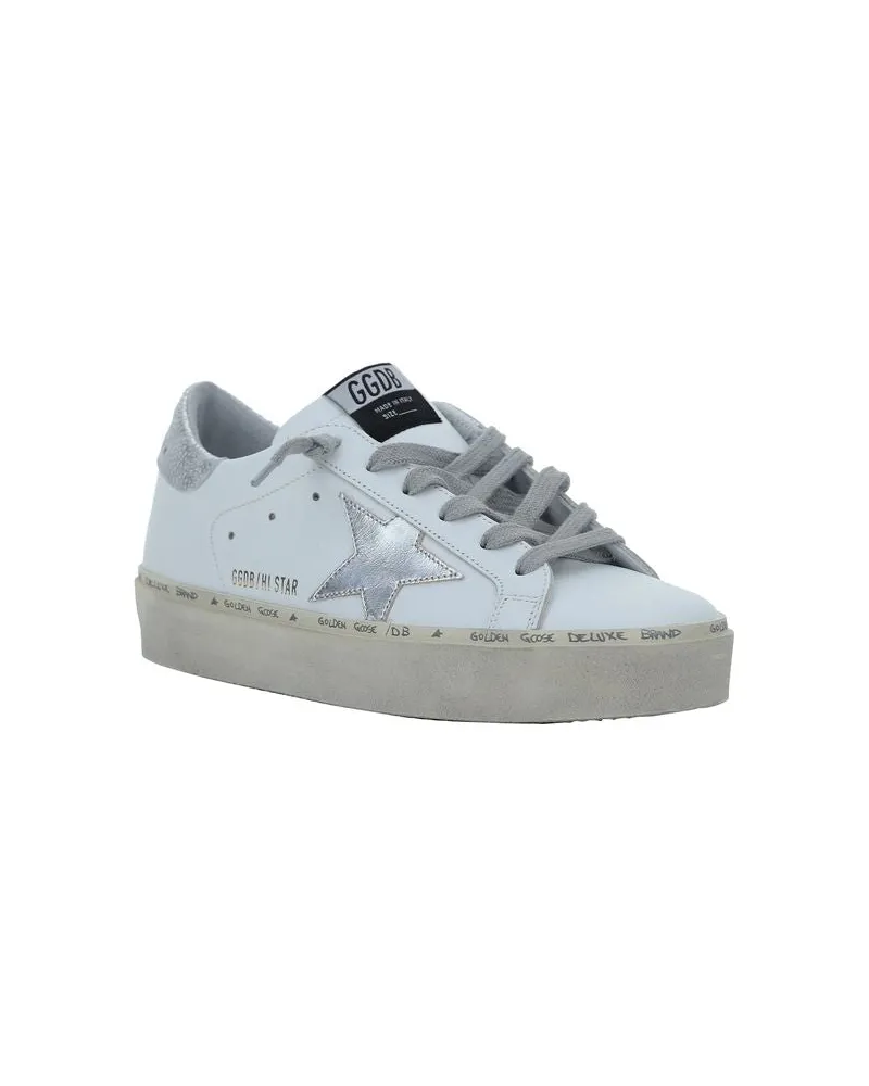 Golden Goose Women's White Calf Leather Bos Taurus Low Top Sneakers White