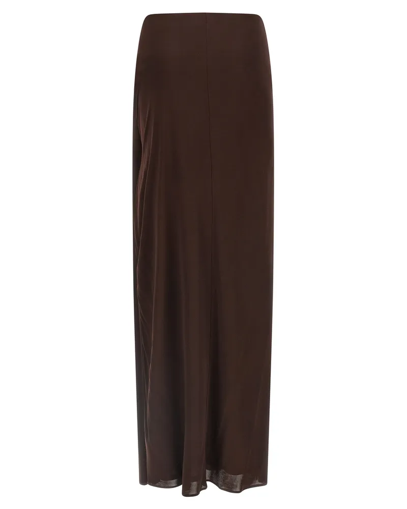Elisabetta Franchi Shiny Viscose Skirt — Brown Brown