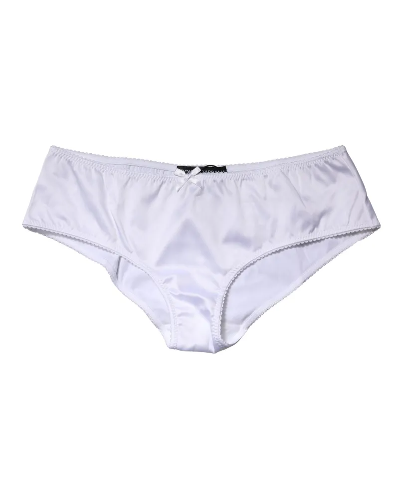 Dolce & Gabbana Women White Silk Stretch Mid Waist Brief Panty Underwear Elastane Clothing White