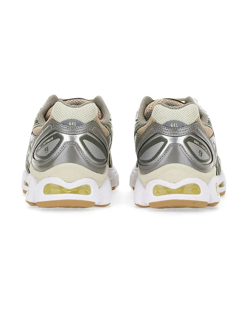 Asics Women's Gel-Nimbus 9 Sneaker Silver Synthetic Leather Sole Trainers Silver