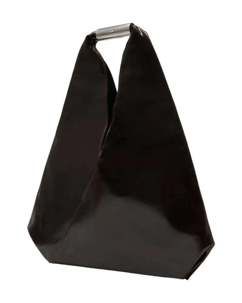 Maison Margiela Women's Japanese Media Shoulder Bag -  Leather Brown Calfskin Shoulder-Hobo-Bags Black