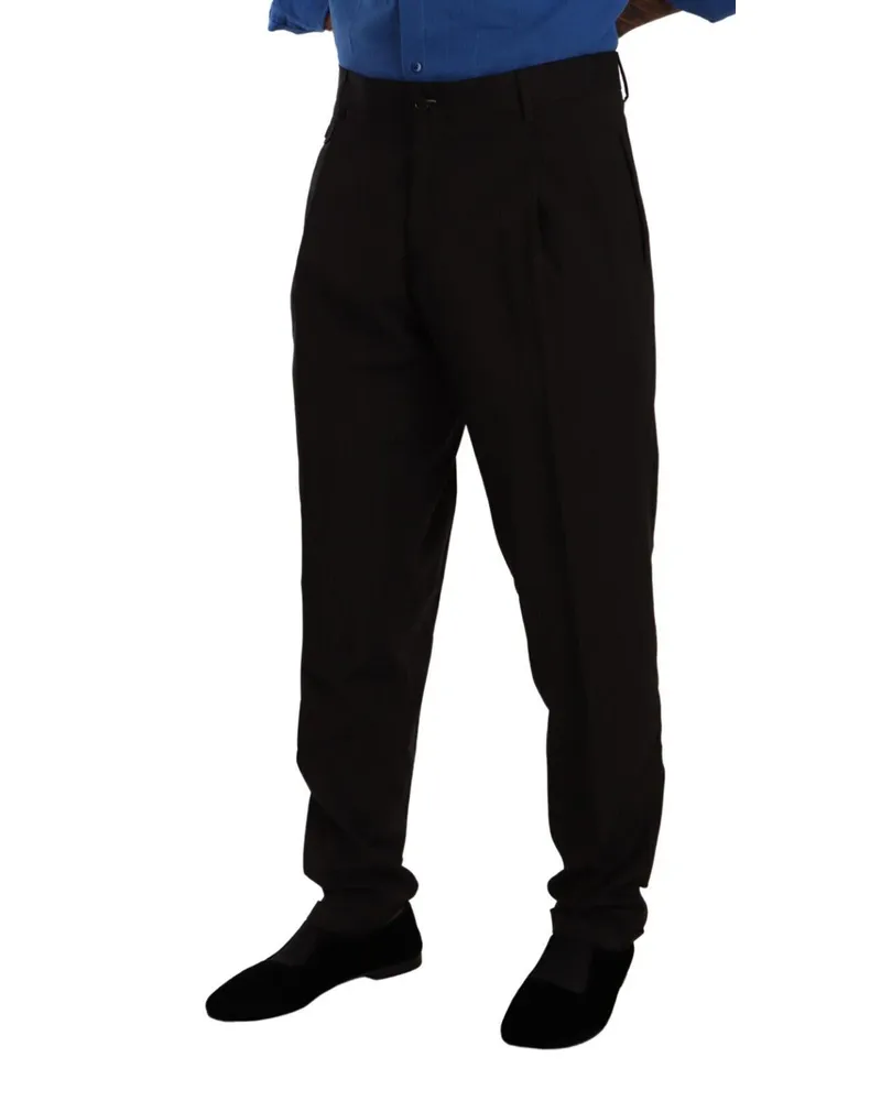 Dolce & Gabbana Men's Brown Wool Skinny Formal Dress Pants Virgin Elastane Black