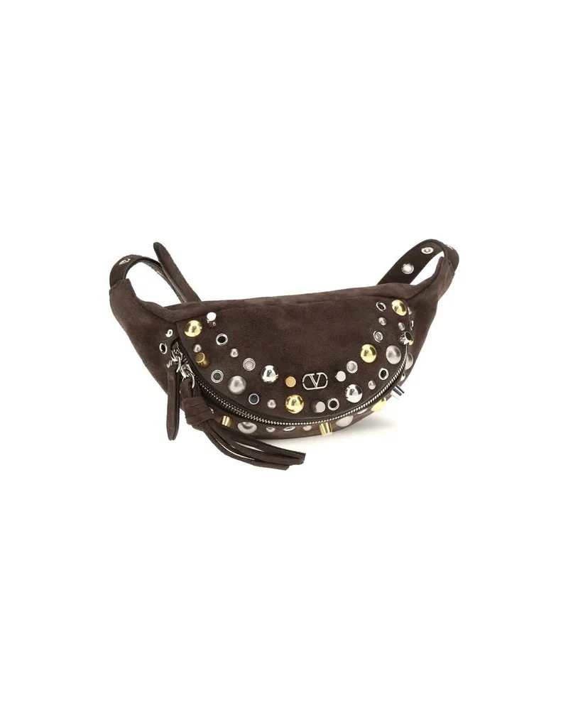 Valentino Garavani Men's Brown Calf Leather Bos Taurus Shoulder Bag Brown