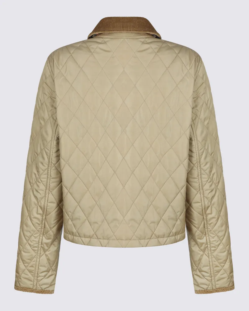 Burberry Women's Coats Flax-Sand Ip Check _pa Flax/sand Beige