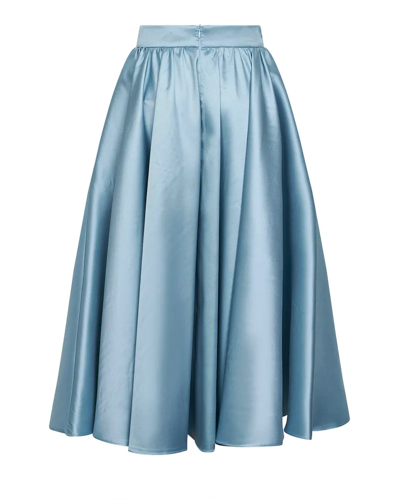 Blanca Women's Powder Blue Satin Geky Full Midi Skirt Light Polyester Blue