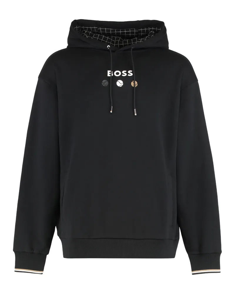 HUGO BOSS Logo and Tennis Ball Graphic Hoodie — Black Black