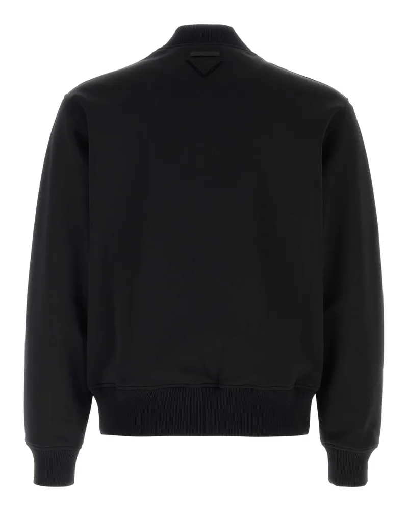 Prada Men's Black Stretch Polyester Bomber Jacket Nero Felpe Sweater Black