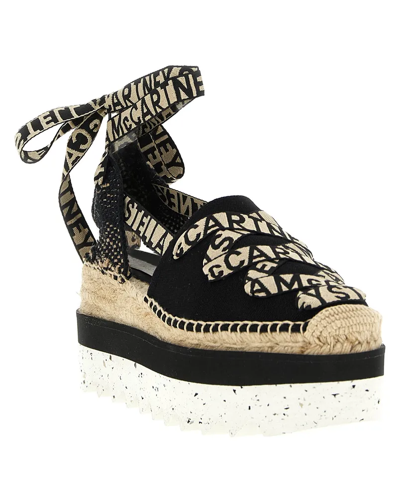 Stella McCartney Women's Multicolor Cotton Wedge Sandals Black