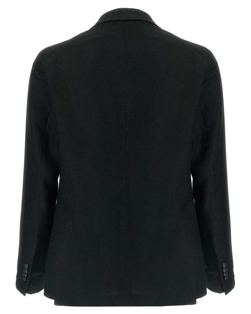 Tagliatore Micro-Check Virgin Wool Blazer — Black Black