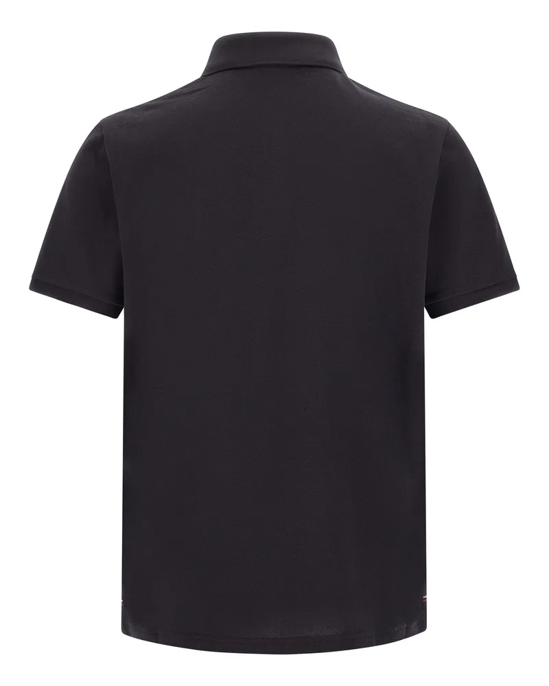 Moncler Triple Logo Embroidered Polo Shirt — Black Black