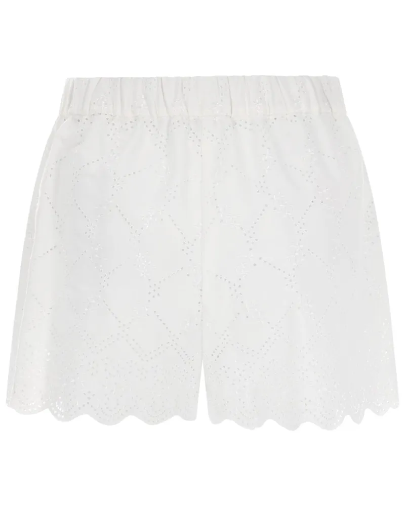 MSGM Perforated Cotton Shorts — White White