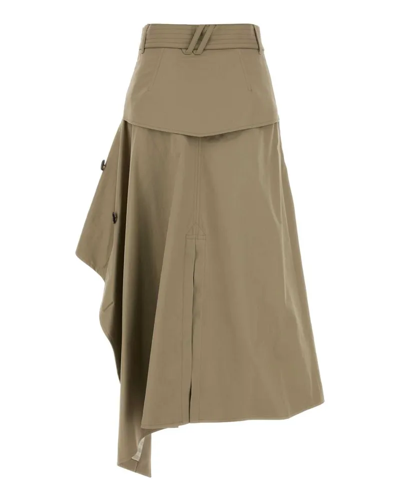 Burberry Women's Cappuccino Gabardine Skirt Saltmarshbeige Gonne Beige