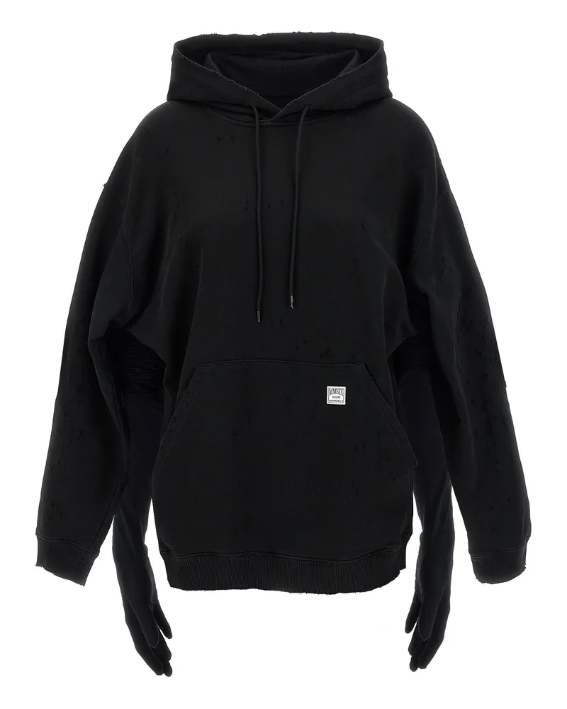 Maison Margiela Cotton Jersey with Gloved Waist Hoodie — Black Black