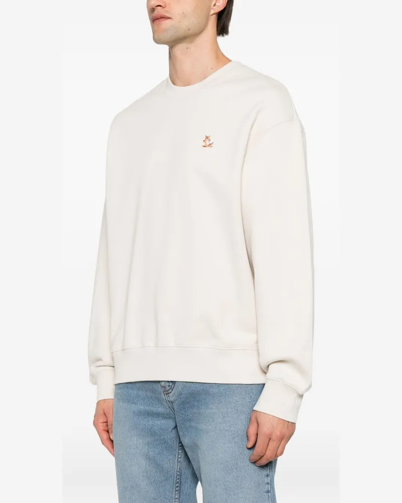 Kitsuné Fox-Patch Cotton Sweatshirt — Beige Beige