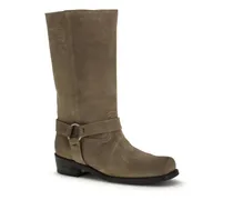 Suede Biker Boot — Beige