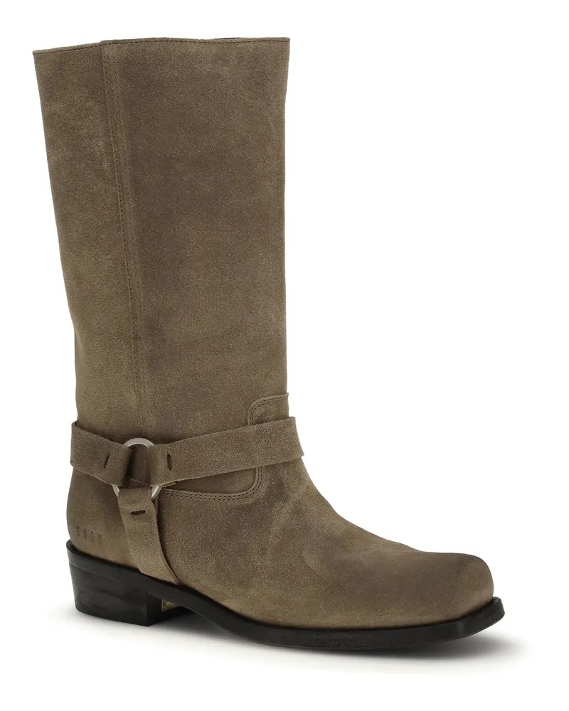 Golden Goose Women's Suede Biker Boots Dark Beige Calf Leather Bos Taurus Beige