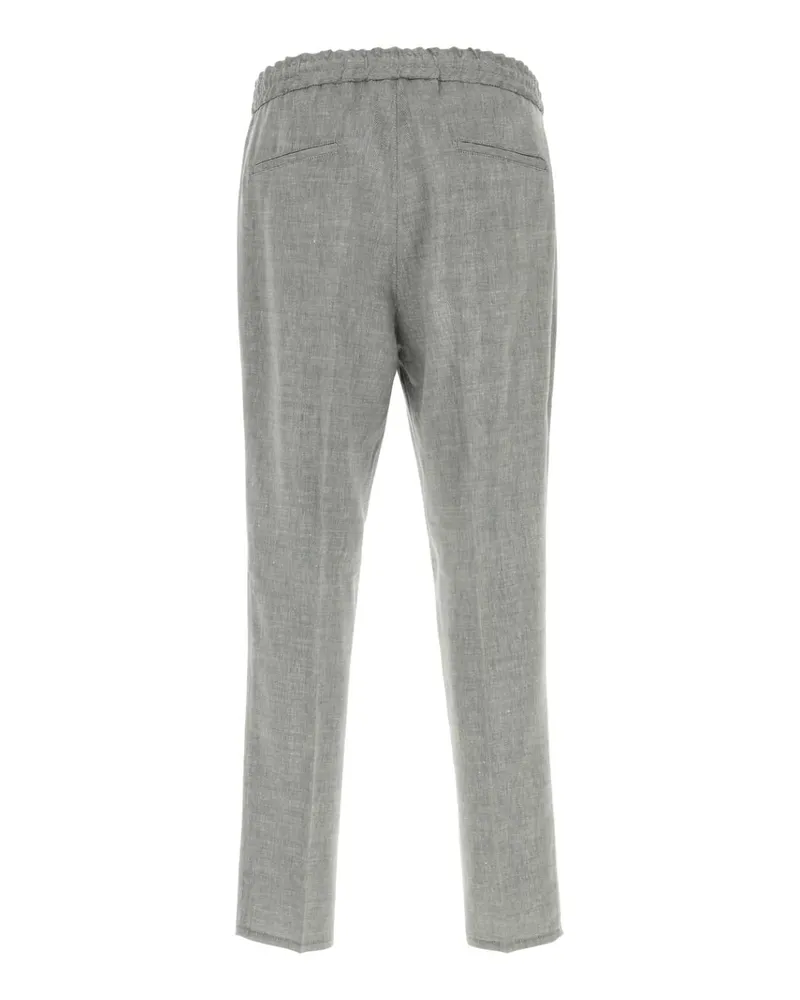Brunello Cucinelli Men's Grey Linen Blend Pant C032 Exterior: Virgin Wool Pantaloni Trousers Gray