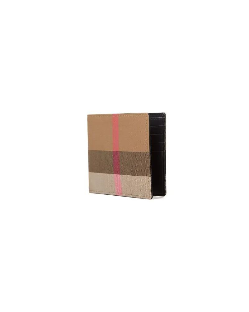 Burberry Check Pattern Cotton Wallet — Brown Brown