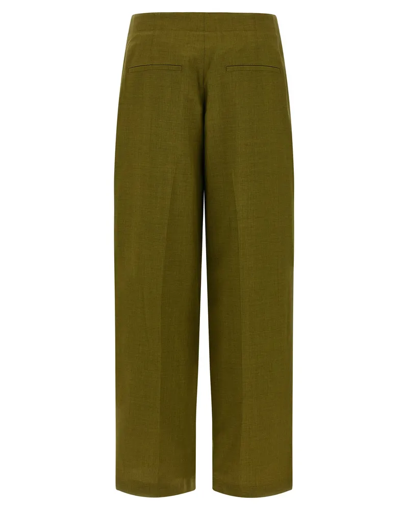 Theory Deep Pleat Trousers — Olive Olive