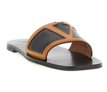 Women's Brown Lamb Leather Slides Shoe