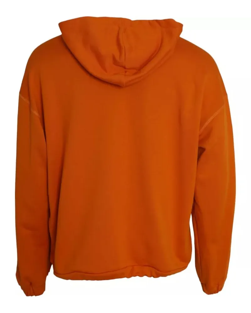 Dolce & Gabbana Men's Orange Hooded Pullover Sweatshirt Sweater Cotton Clothing Orange