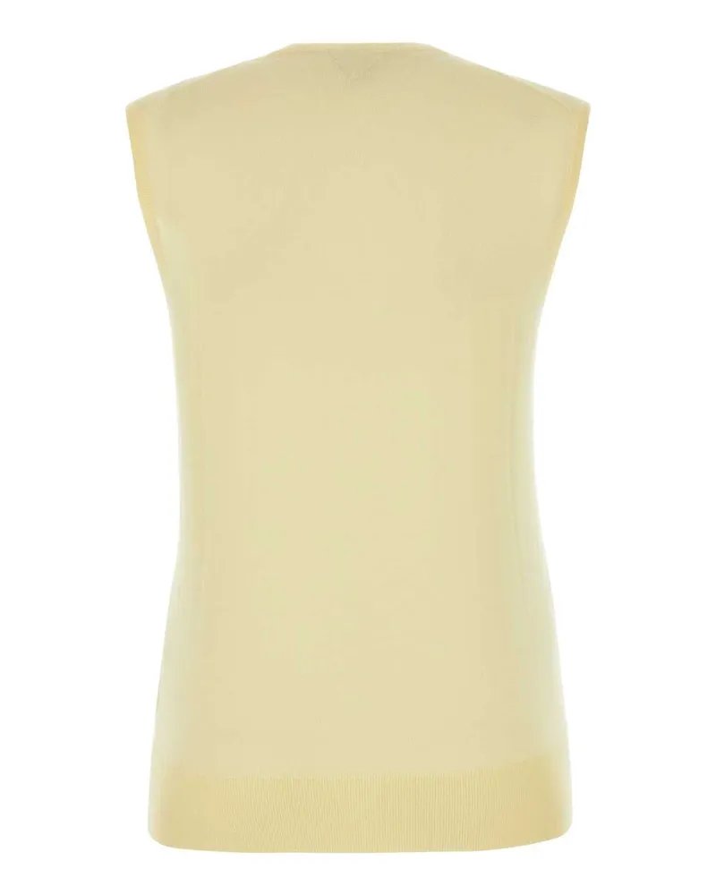 Bottega Veneta Women Pastel Yellow Cotton Blend Vest Daffodil Exterior: Nylon Maglieria Yellow