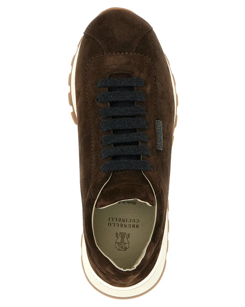 Brunello Cucinelli Calfskin Runner Sneaker — Brown Brown