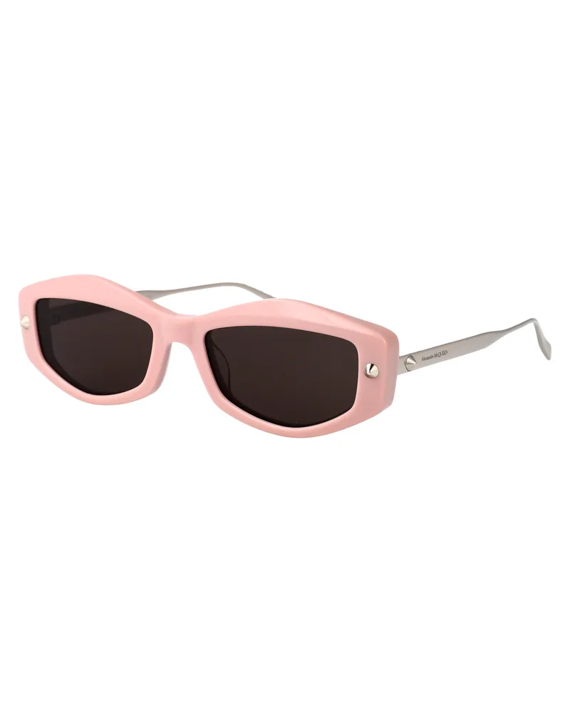 Alexander McQueen AM0482S Sculpted Metal Frame Sunglasses — Pink Pink
