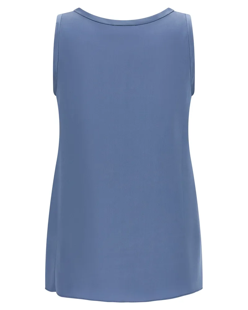 Brunello Cucinelli Women Blue Silk Sleeveles T-Shirt Blue