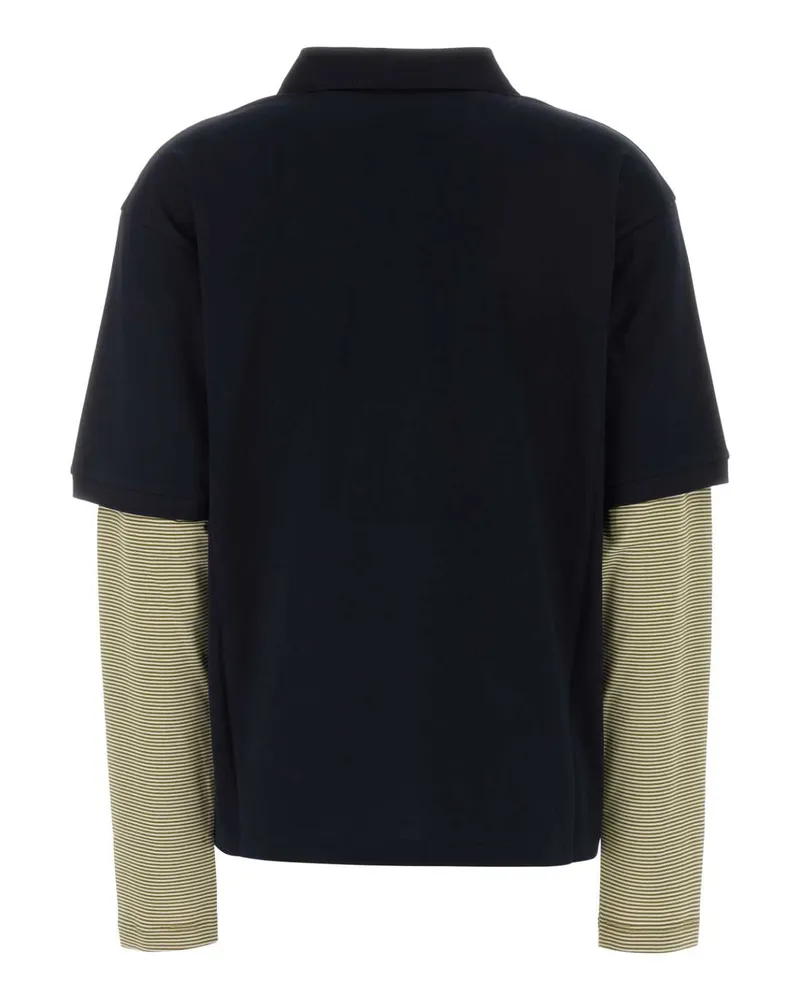 Miu Miu Striped Sleeve Cotton Polo — Navy Navy