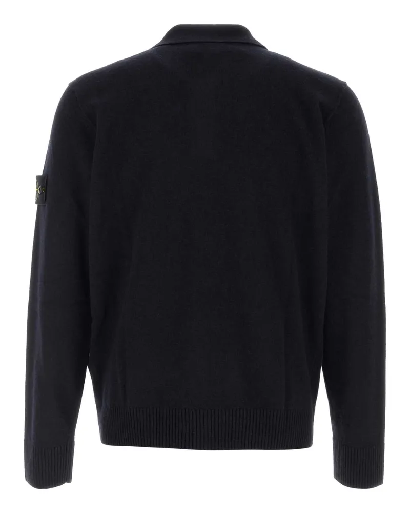 Stone Island Men's Midnight Blue Wool Polo Shirt Exterior: Virgin Maglie Sweater Navy