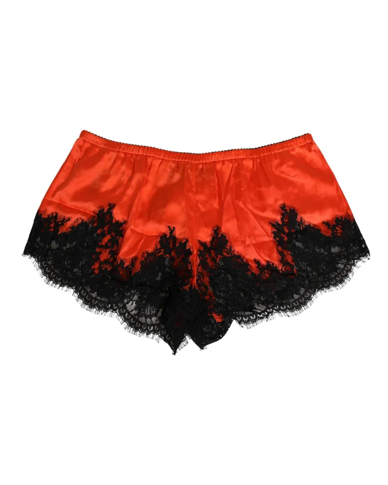Dolce & Gabbana Women Red Silk Satin Lace Shorts Underwear Red