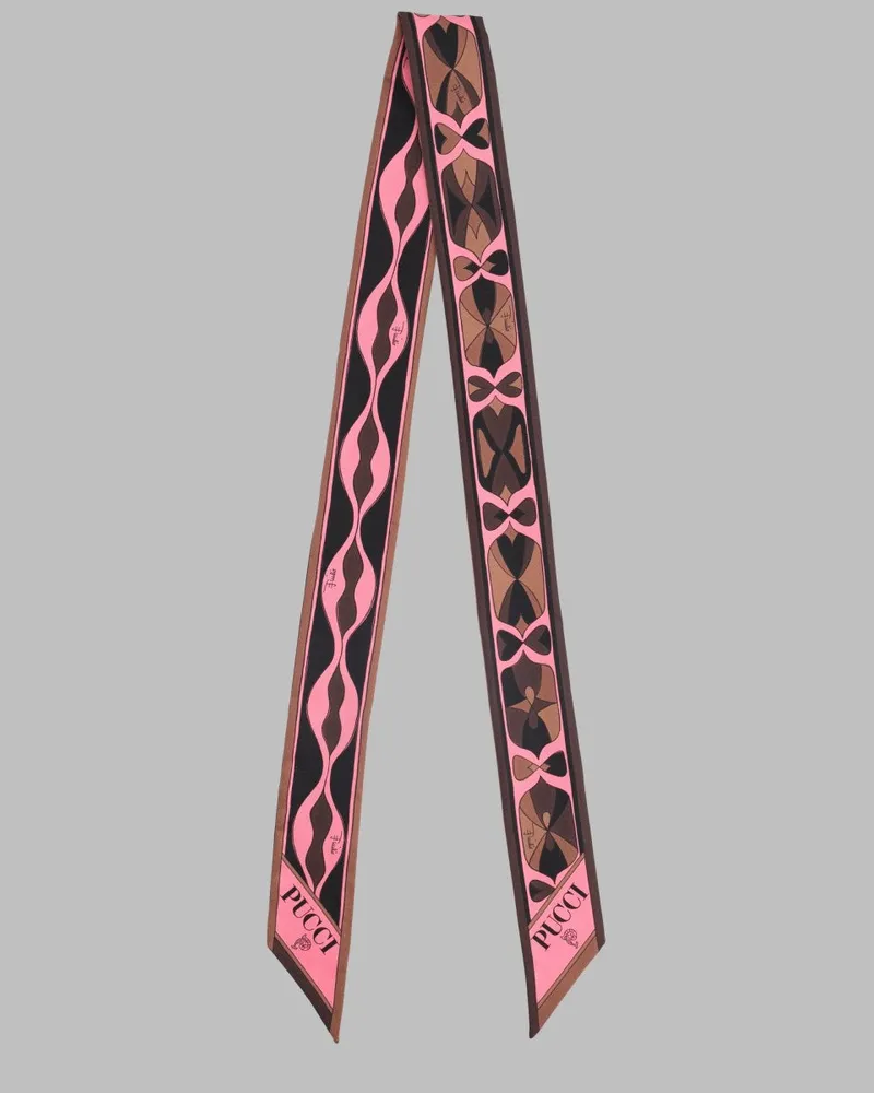Emilio Pucci Geometric Print Silk Bandeau Scarf — Pink Pink