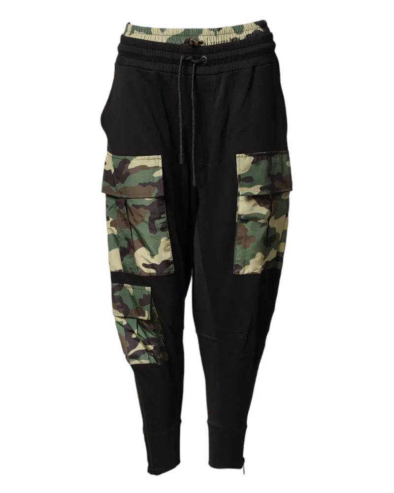 Dolce & Gabbana Multicolor Camouflage Cargo Jogger Men Pants Co+pa+pl Black