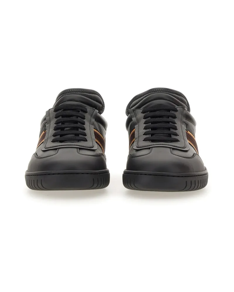Bally Logo Calf Leather Sneaker — Black Black