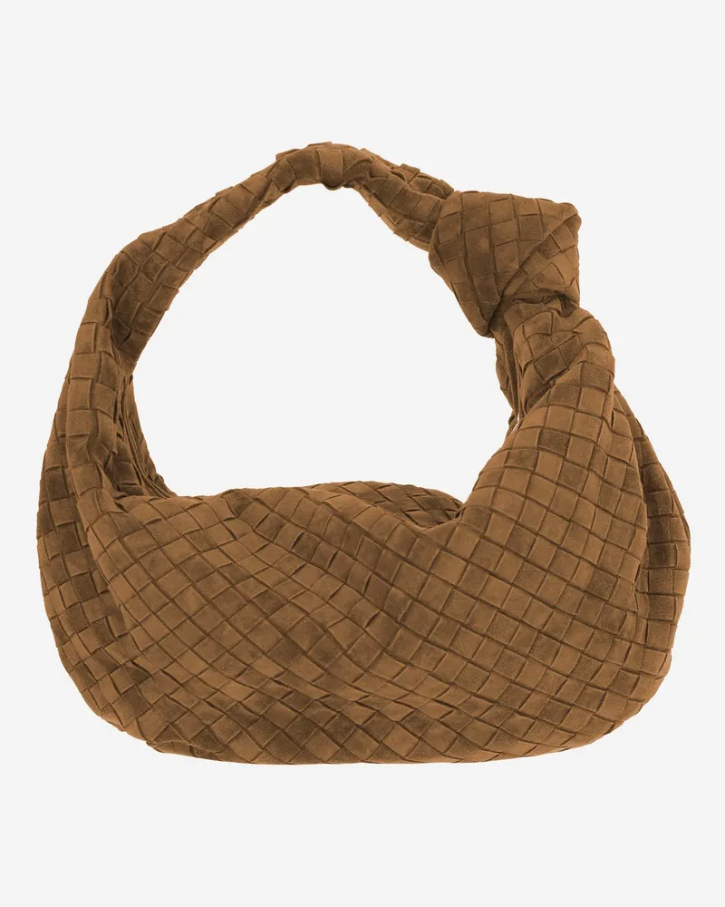 Bottega Veneta Women's Shoulder Bag Jodie Suede Brown Calfskin Brown