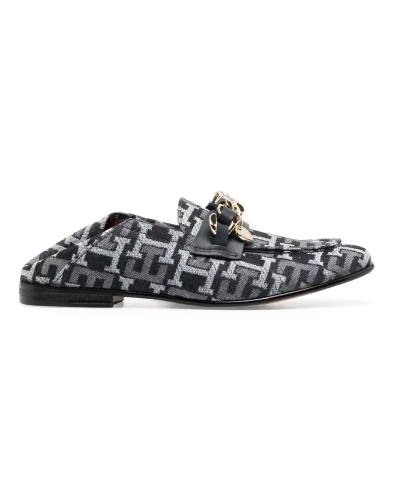 Tommy Hilfiger Women's Chain Detail Monogram Denim Loafers Multiple Colors Shoes > Flats Blue