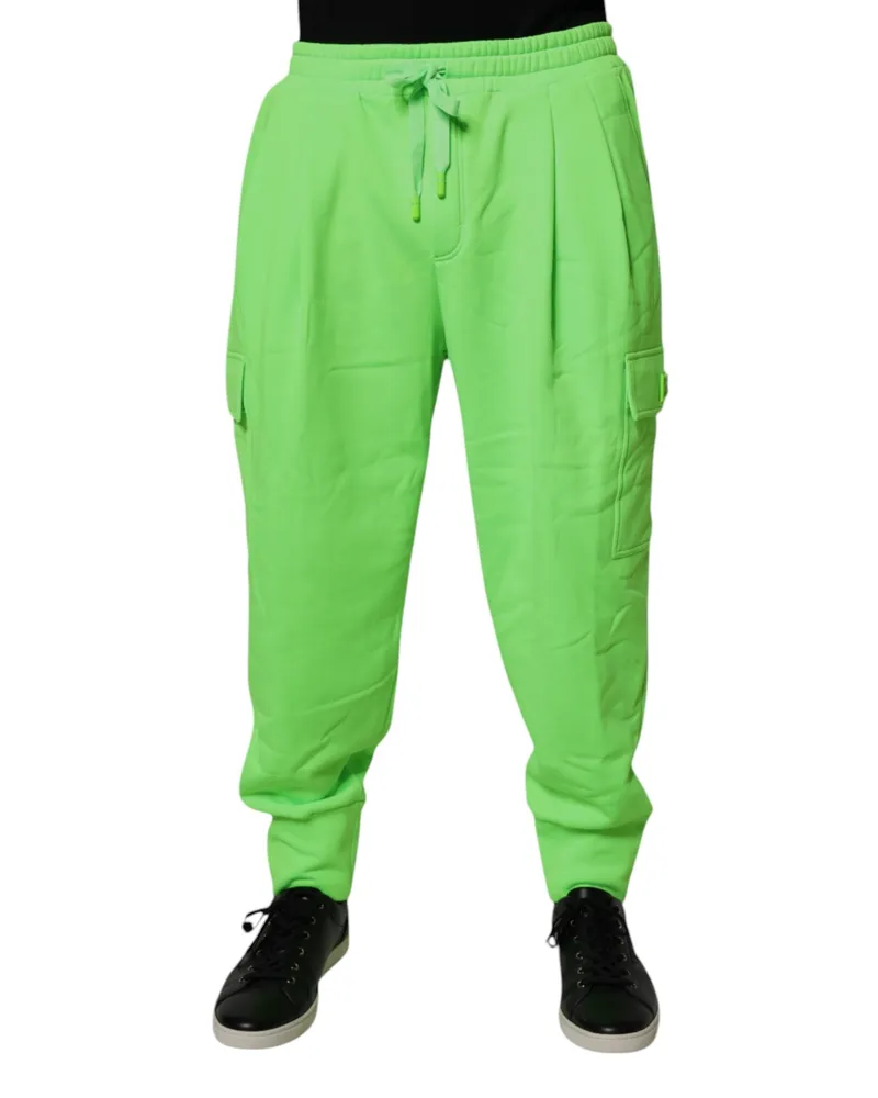 Dolce & Gabbana Neon Green Cargo Jogger Men Sweatpants Pants Polyester Green
