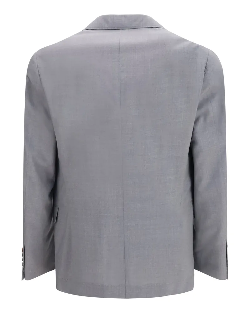 Brunello Cucinelli Men's Three-Button Blazer Grigio Wool Ovis Aries; Silk Blazers & Vests Gray